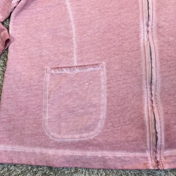 Ulla Popken Sz 28/30 Distressed Pink Full-zip Hooded Sweatshirt with Rhinestones - Picture 7 of 16